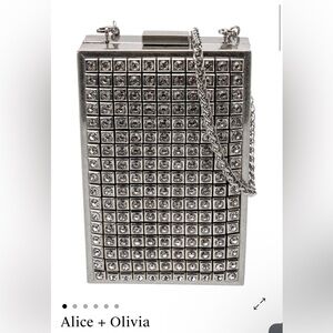 Alice + Olivia Metallic Crystal Embellished Clutch